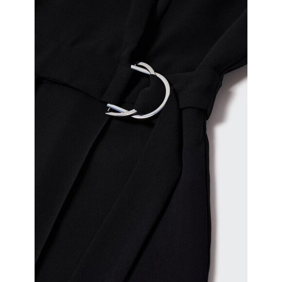 MNG by Mango Black Sleeveless Belted Wrap Straight Leg Jumpsuit XL NWT‎ - Picture 3 of 14